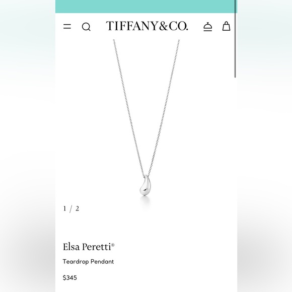 Tiffany & Co. Elsa Peretti Teardrop Necklace Pendant 16" Sterling Silver 925 - Picture 2 of 8
